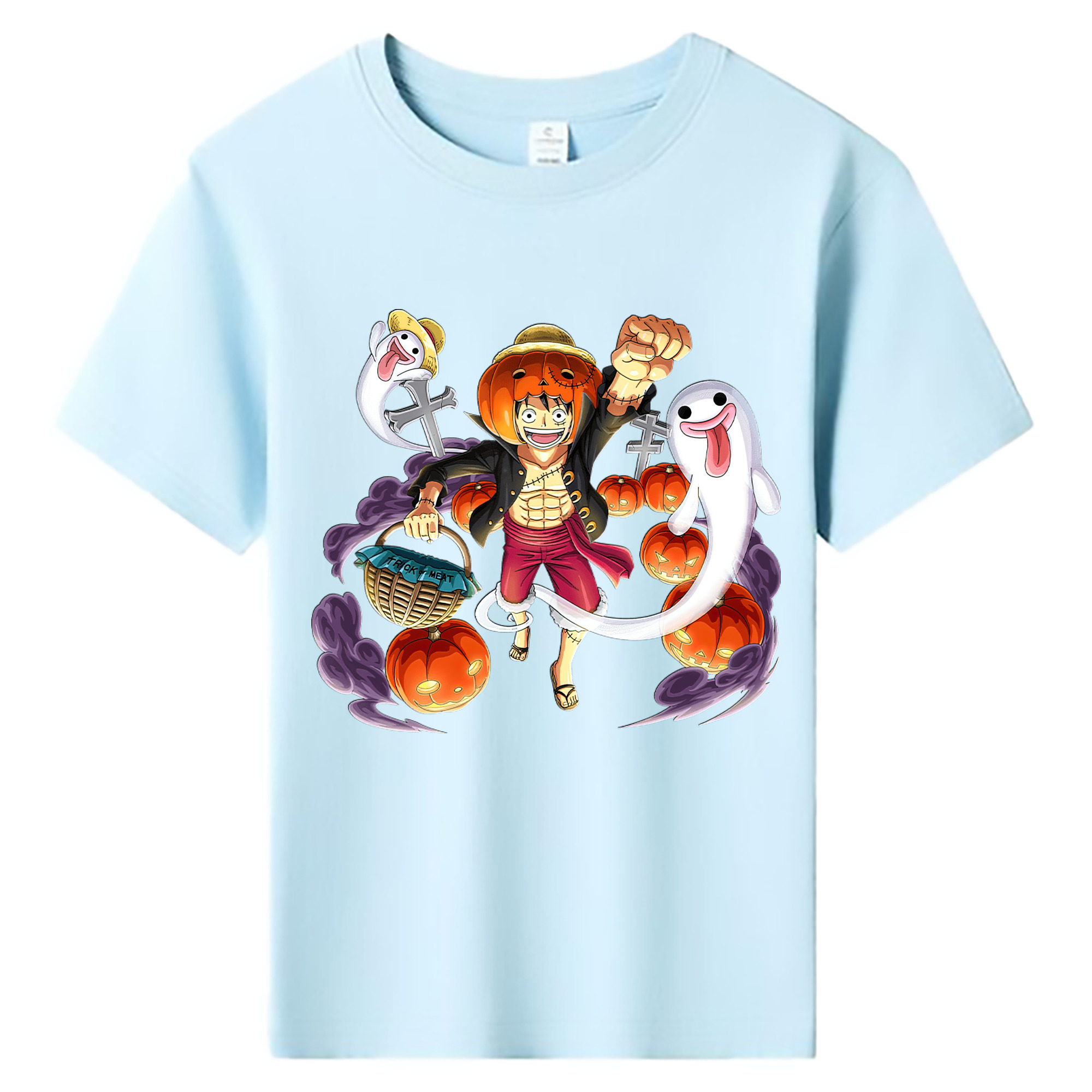 ワンピース モンキー・D・ルフィ ONE PIECE Monkey D. Luffy 綿100％キッズTシャツ（フロントプリント）